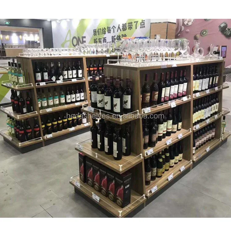 Gondola retail shelf supermarket equipment gondola wine drinks display shelving