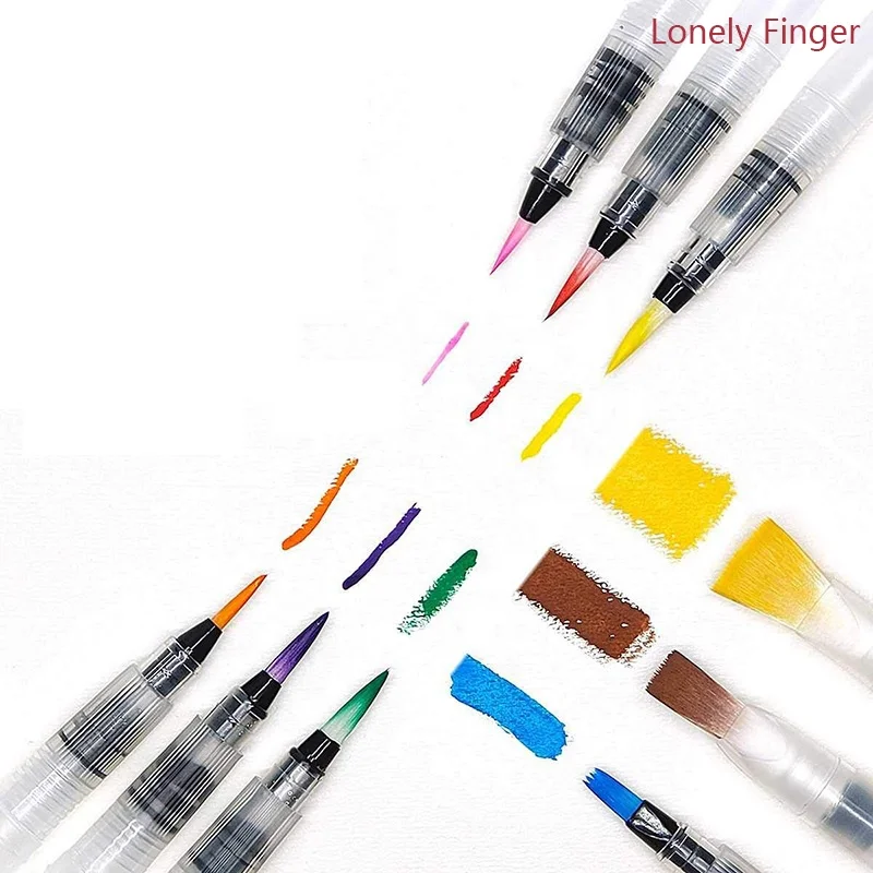 9pcs Watercolor Brush Pens Set Super Easy To Use And Fill For Water Soluble Colored Pencil Aqua Brush Pen For Beginners Or Kids