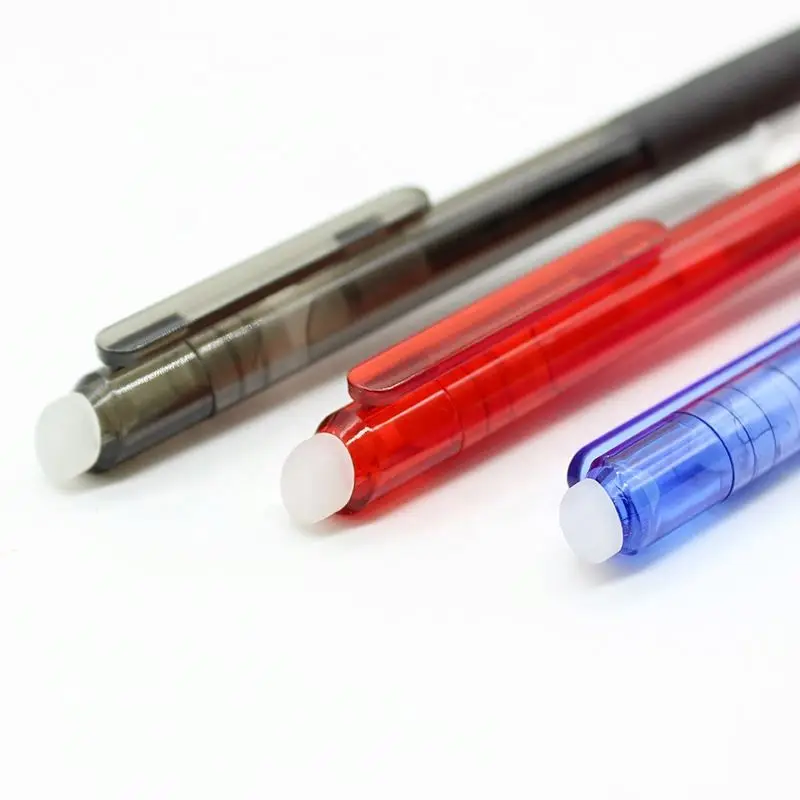 0.7 mm black color plastic customized erasable ink pen office student gel pen with eraser