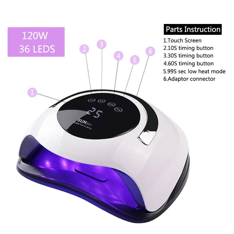 
2020 new arrivals 120W high power SUN BQ5T nail dryer for UV/LED nail gel curing Manicure Gel nail curing lamp light dryer 