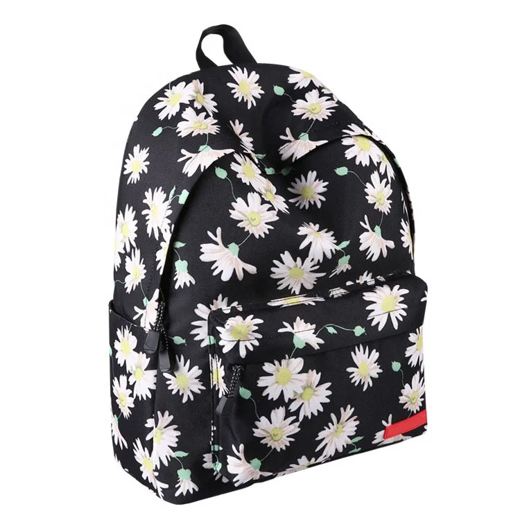 Custom Image Printing Flower Pattern Ladies college bags laptop backpack school bag for girl