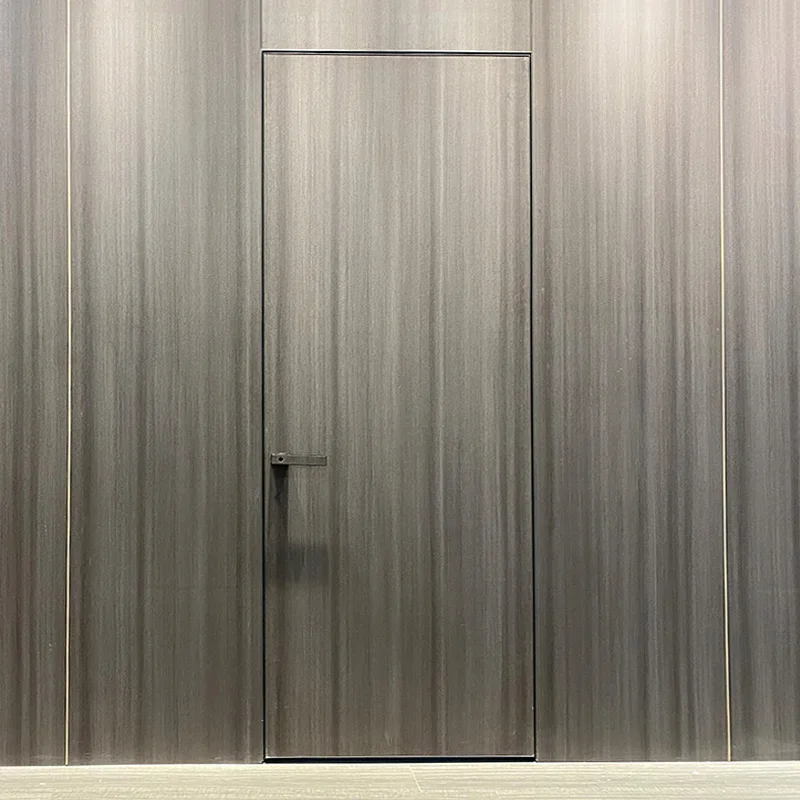 American interior frameless invisible door walnut wooden invisible door solid wood nature walnut hidden door inside construction