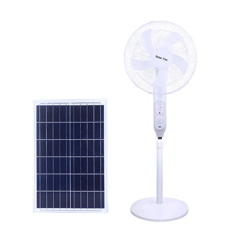 15w 16inch ECO Friendly natural  Rechargeable Solar Pedestal Fan Cheap Stand Solar Fan with Solar Panel and LED Light