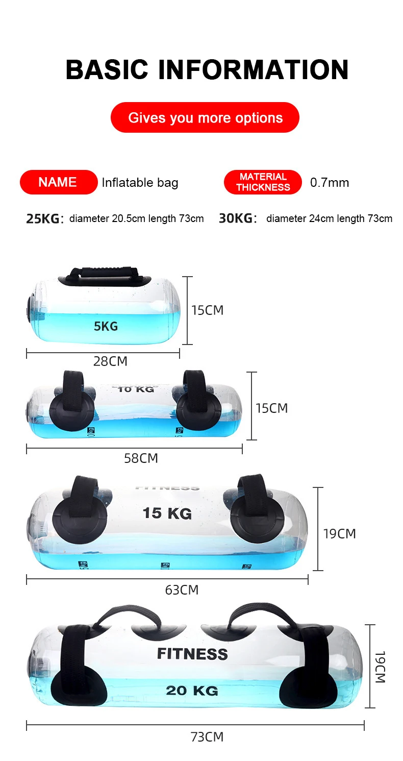 Multiple Color Core Balance Training Sandbags Adjustable Pvc Weighted Water Aqua Bulgarian Power Dumbbell Bag