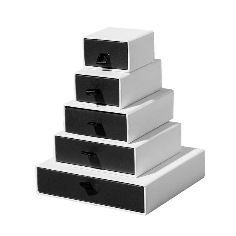 Wholesale Custom Logo Spot Paper Earing Pendant Box Jewelry Drawer Packing Box With Ribbon Handle For Rings