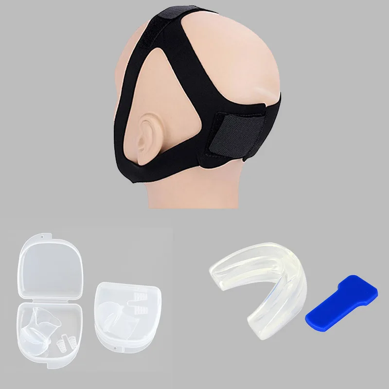 Hot sell 3-piece set Anti snore sleep deep guard stopper aid for device adjustable chin strap