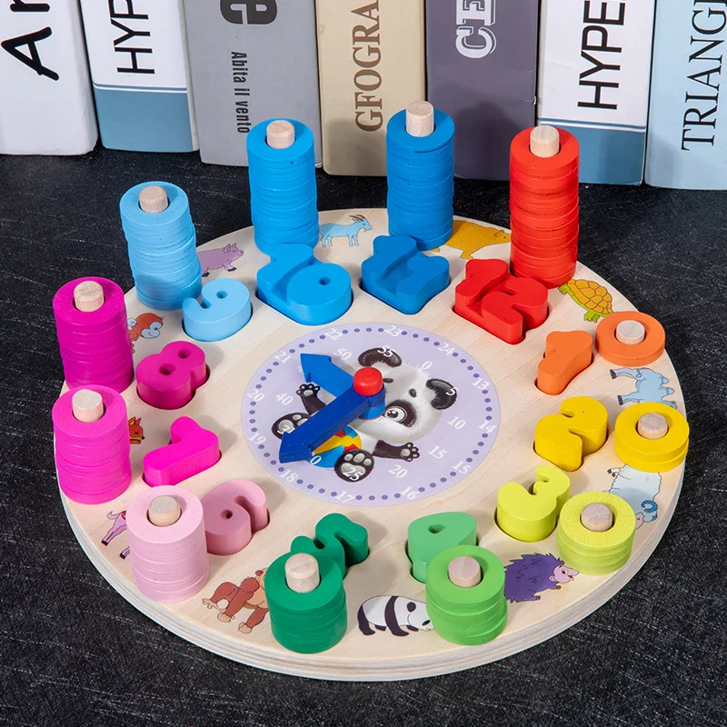 wooden toys  digital wooden clock jigsaw puzzle educational kids toys in china
