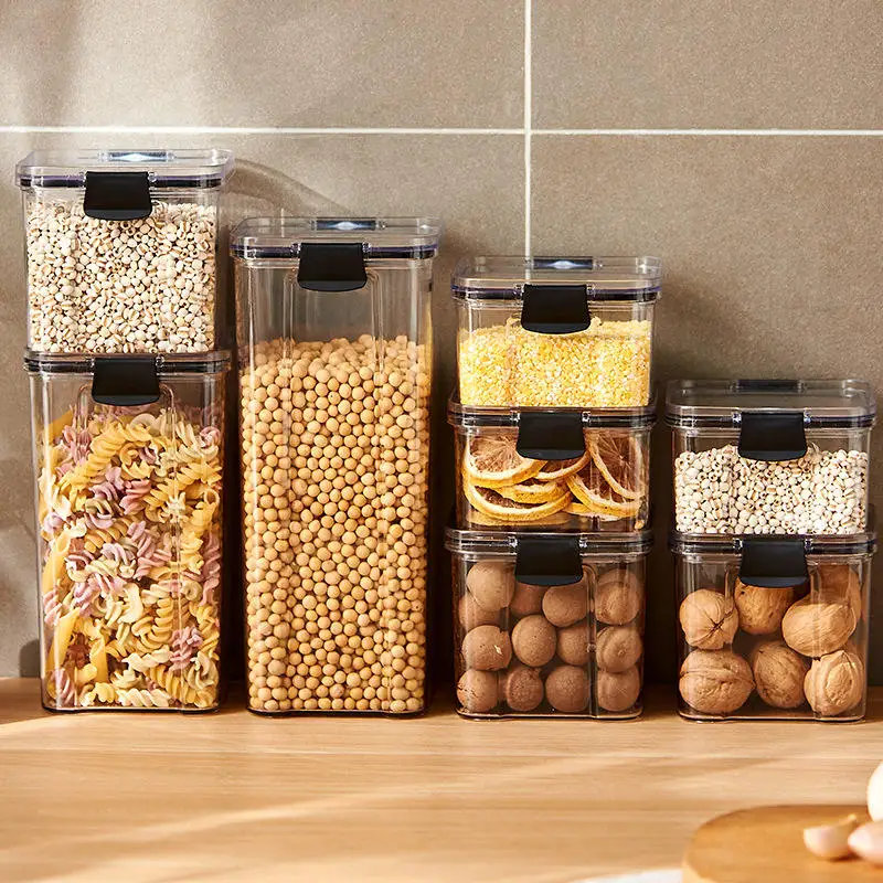 Clear Airtight Plastic Food Storage Container Transparent Kitchen Fridge Food Jar Pot Cans Box Storage Boxes & Bins