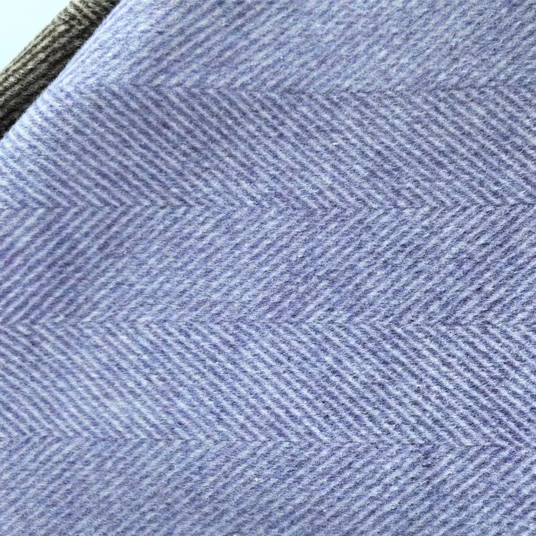 Winter Item Woolen and Poly Melton Tweed Garment Stock Fabric Plaid Woven Wool / Polyester