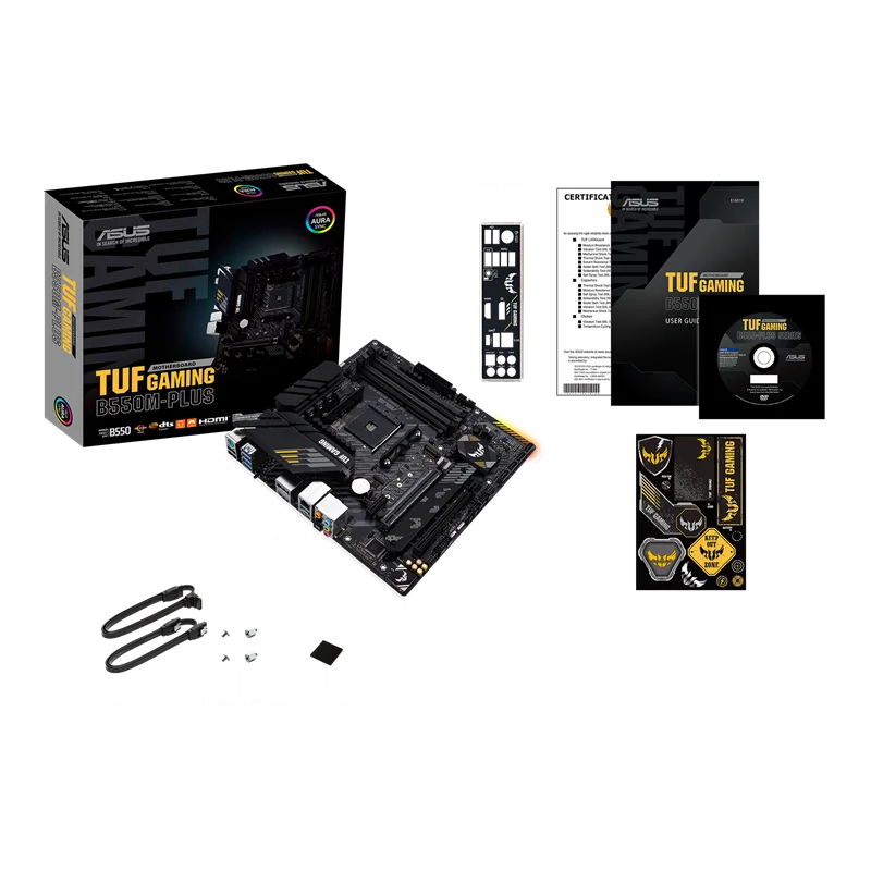 TUF GAMING B550M-PLUS micro ATX PCIe 4.0,  M.2,  2.5Gb ,  DisplayPort, SATA 6 Gbps, USB 3.2 Gen 2 Type-A ,Type-C, AURA SYNC