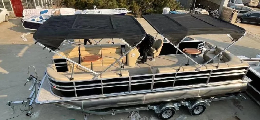 Gospel boat 7.6m 25ft aluminum luxury pontoon boat for family party and recreation