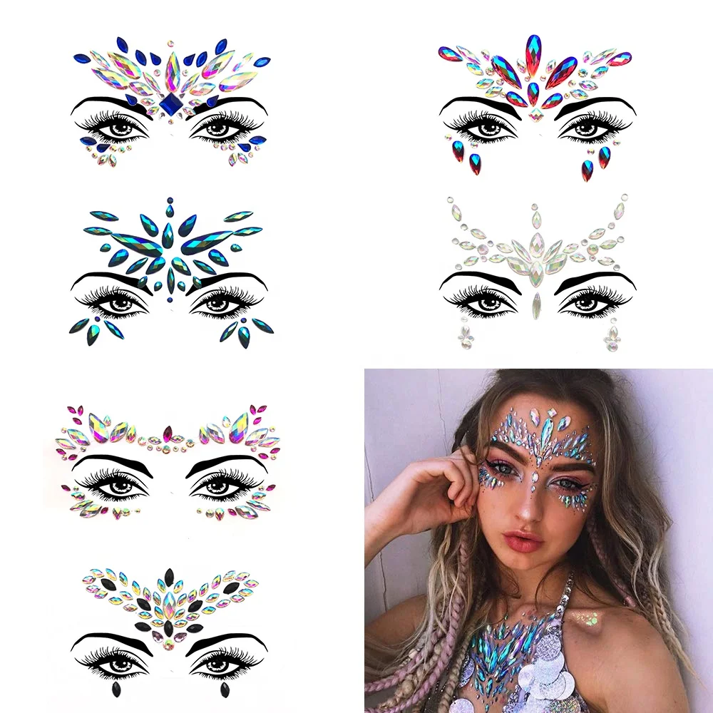 Beauty Festival Face Gem Forehead Tattoo Sticker Rhinestone Party Decor Gem Eye Sticker