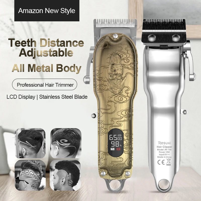 PSB rechargeable professional men electric cordless hair clipper trimmer with led display