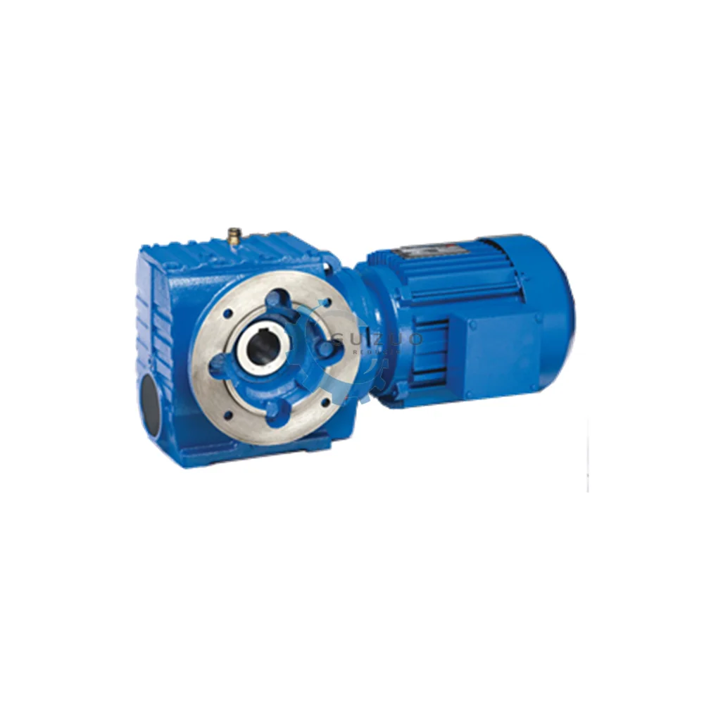 Guzuo Factory Price Electric SAF67 Series Helical Worm Gearbox Speed Reducer For Right Angle Transmission Geared Reduction Motors