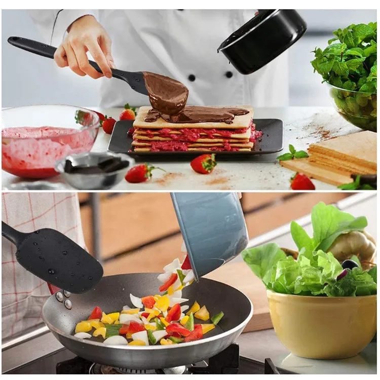 hot sale silicone kitchen utensil set 6 pcs  cream spatula oil brush set for cooking baking