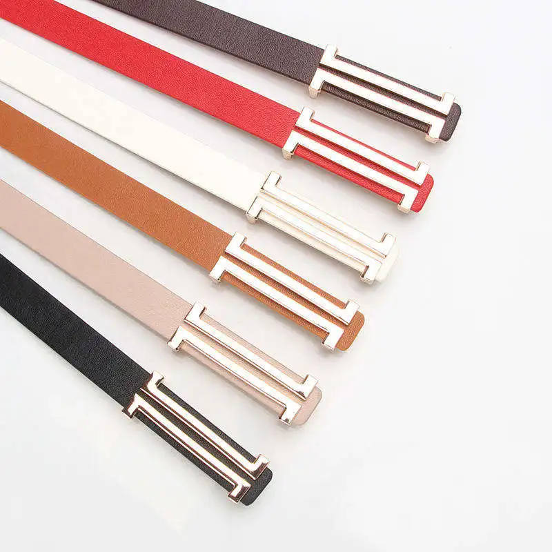 New Fashion Fine Belt Ladies Smooth Buckle Slim Thin Belt Alloy Durable Belt Women