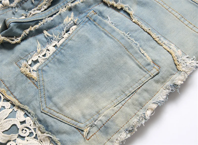 Fashionable Customized street ripped holes denim   jeans  Embroidered  Denim Jeans Baggy Straight baggy jeans pants