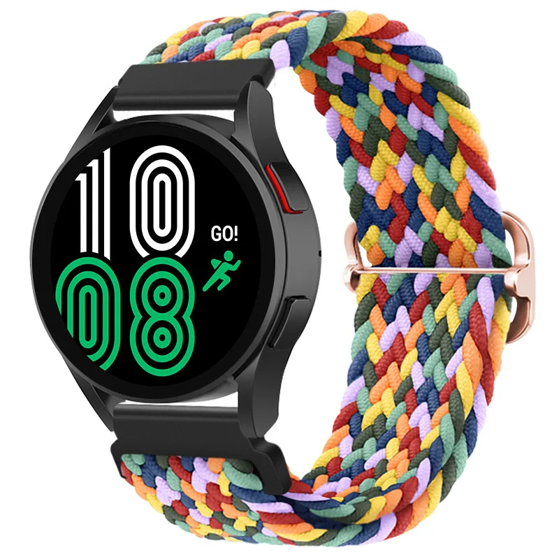 20mm 22mm Quick Release Pin Wristband for Samsung Galaxy Watch4 40mm 44mm Adjustable Nylon Braided Elastic Watch Strap