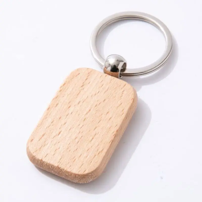 Custom Design Printed Popular Engraved Logo Wooden Keychain Laser Logo Wood Keychain Blank Wood Keychain Key Chains