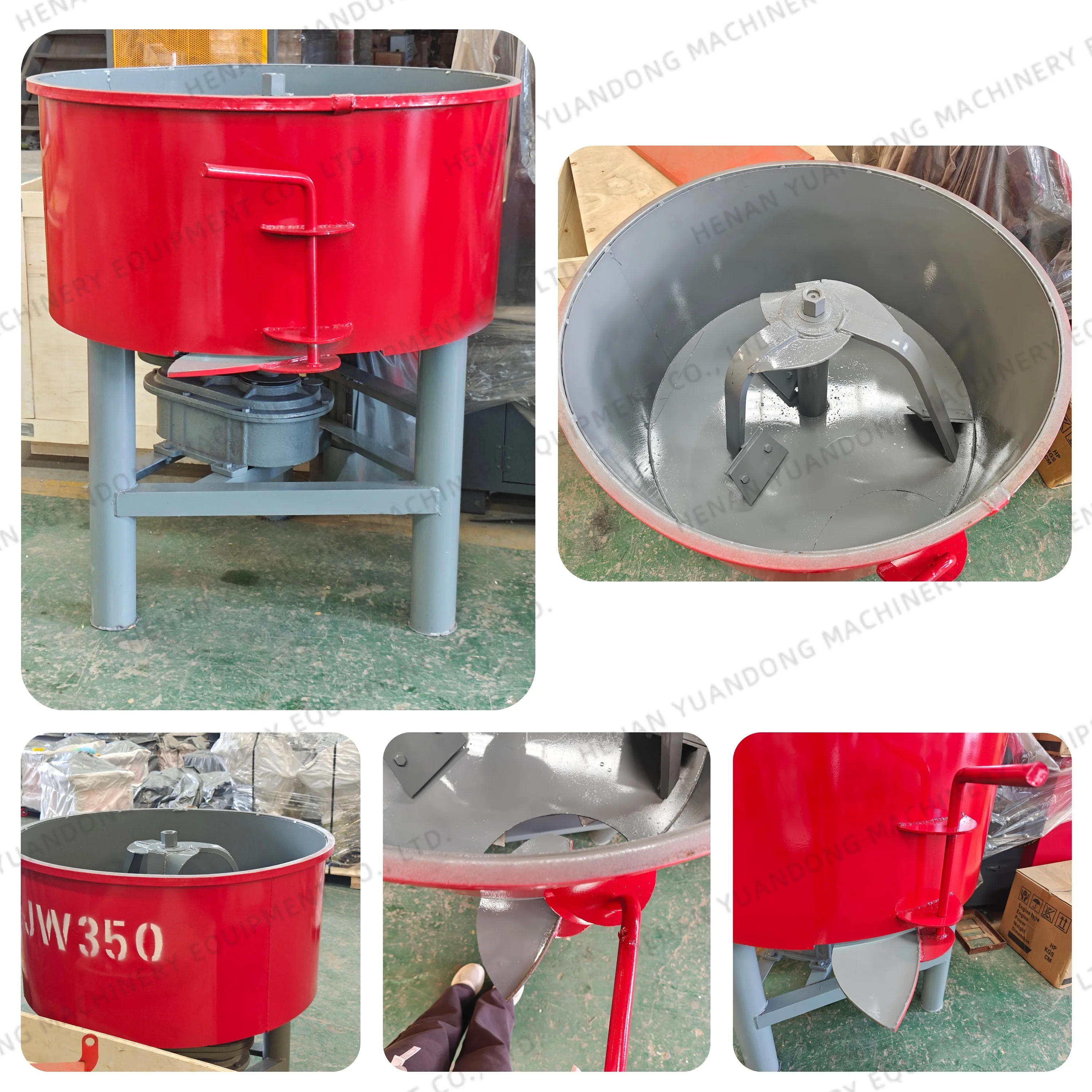 JW400 Diesel Engine Customized Color Concrete Pan Mixer With Wheels Best Quality Flat Mixing Tank For Sale