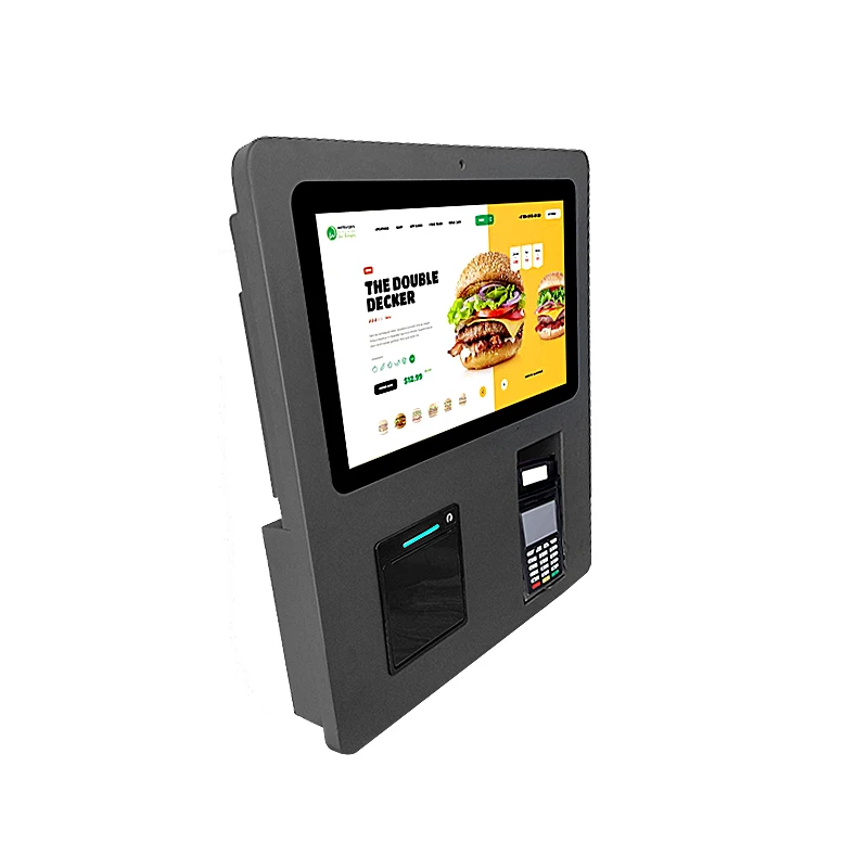 2 Touch screen back to back for self ordering  payment mcdonald kiosk bar code and QR code scanner support customization