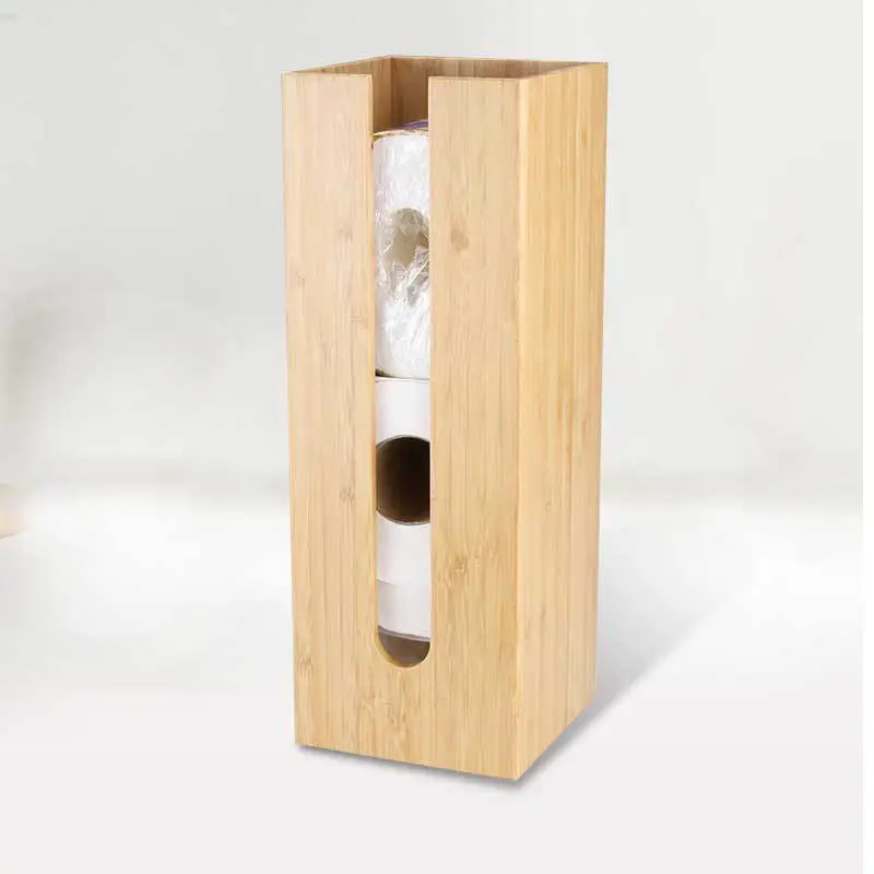 Bamboo Toilet Paper Holder Wooden Tissue Spare Organizer Vertical Bamboo Free-Standing Toilet Paper Compact Organizer