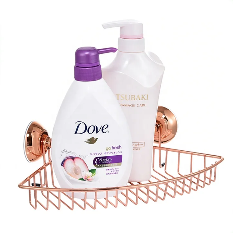 
bathroom metal wire rack rose gold suction shower caddy 