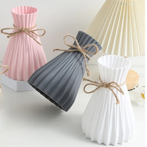 Home Decoration Tabletop Baubles Vase Flower Folding Vase Cream Style Creative Gift Drop Resistant Plastic Pot