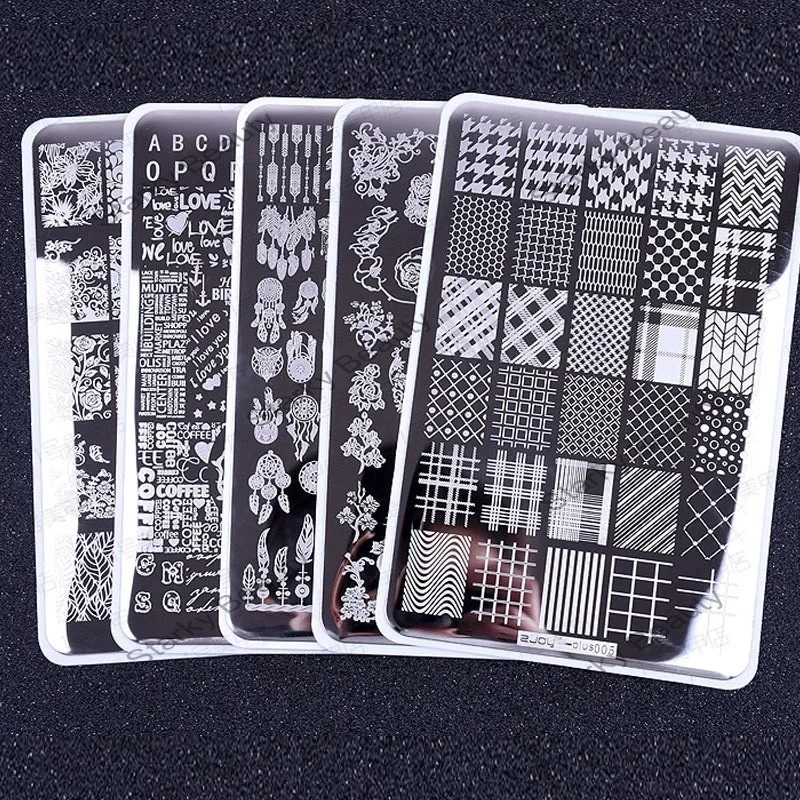 2024 Mix Designs Big Size Flowers Image Nail Metal Stamp Plate fashion nail art Template Stencils