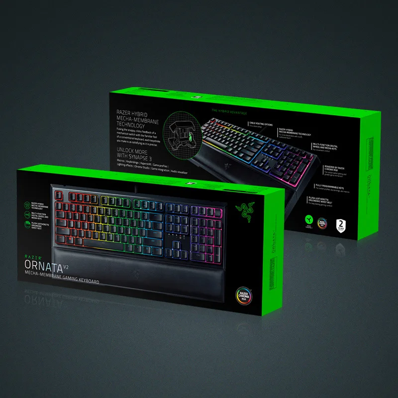 Razer Ornata V2 Mecha-membrane gaming keyboard RGB Backlighting Keyboard with Multi-function Digital Wheel and Media Keys