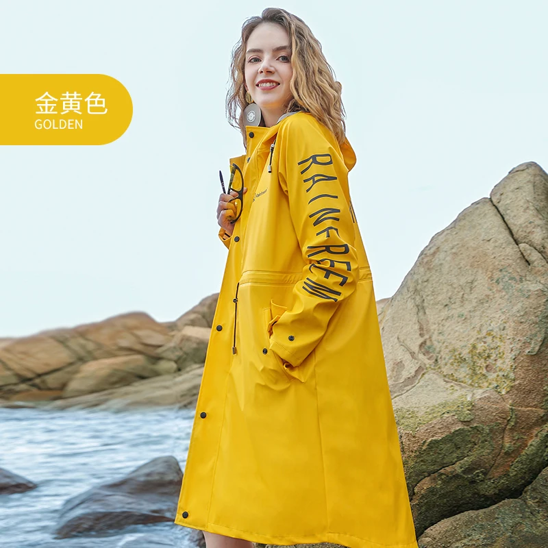 Непромокаемые плащи Rainfreem с капюшоном для улицы женские дождевик куртка из искусственной