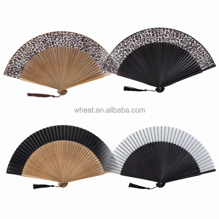China Factory Many Colors Luxurious Wedding Gift Bamboo Hand Fan Customize Logo Mix Colors Silk Fan Wedding Favors