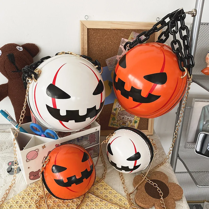 Wholesale Two Size Basketball Pumpkin Kids Crossbody Coin Halloween Purse