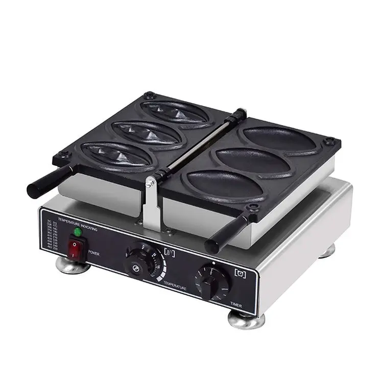 Gaz Cooking Waffle Bubble Paper Making Machine Cone Rolling 2 Plate Rotary Baker Dinosaur Mouth Maker Hotdog