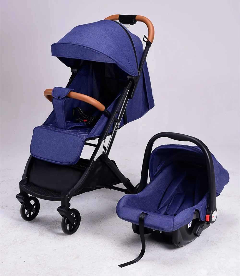 New Convenient Folding Baby Stroller with Linen Car Seat Plastic and Steel Frame EVA Wheels for 0-3 Years