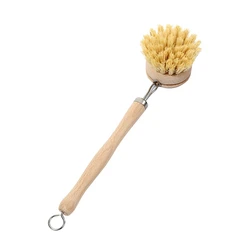 Eco-friendly Kitchen Cleaning Brush Dish Washing Brush Beech Wood Long Handle Sisal Dish Brush