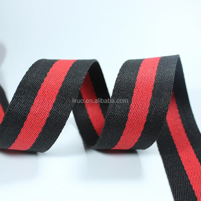 2/2.5/3.2/3.8/5 CM Recycled Striped Cotton Webbing for Bag Strap