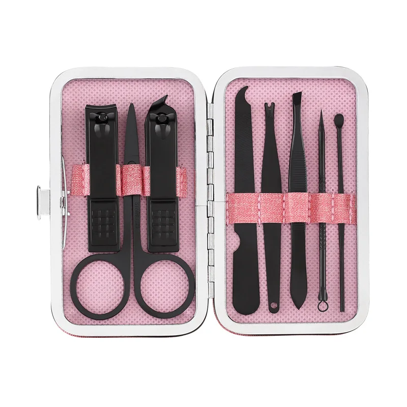 Custom Stainless Steel Nail Clippers Set 8pcs Professional Scissor Suit Box Trimmer Grooming Manicure Cutter Kits for