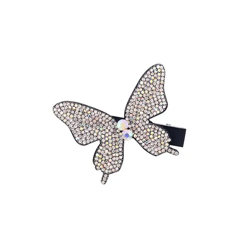 Fashionable  Rhinestone Butterfly Hair Clip Temperament Duckbill Clips Delicate Girls Hair Accessories Clip