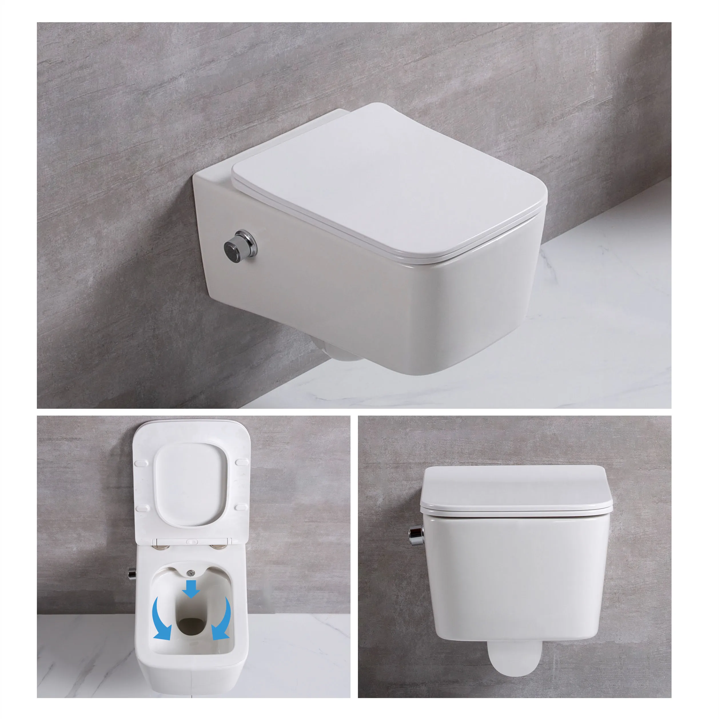 Европейский резервуар для холодной и горячей воды биде настенный унитаз с мягкой крышкой без оправы настенные унитазы ванная комната