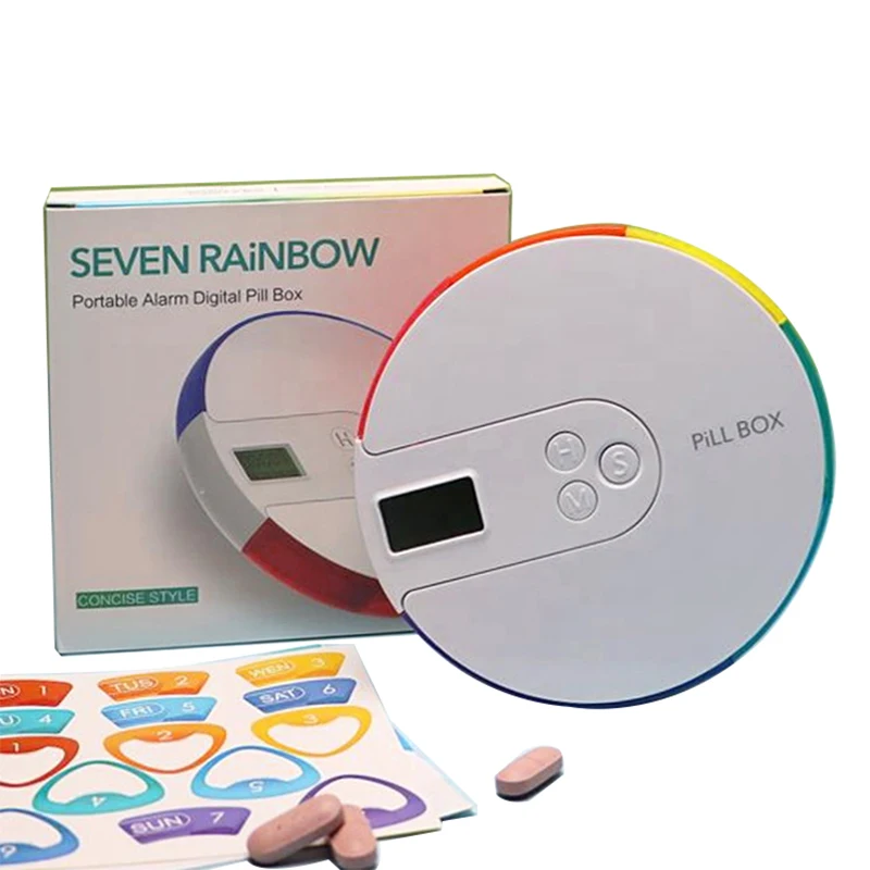 Portable Intelligent Electronic Drug Storage Box Dispenser 7-day-a-week Timed Reminder New Product Digital Pill Storage Cases PP