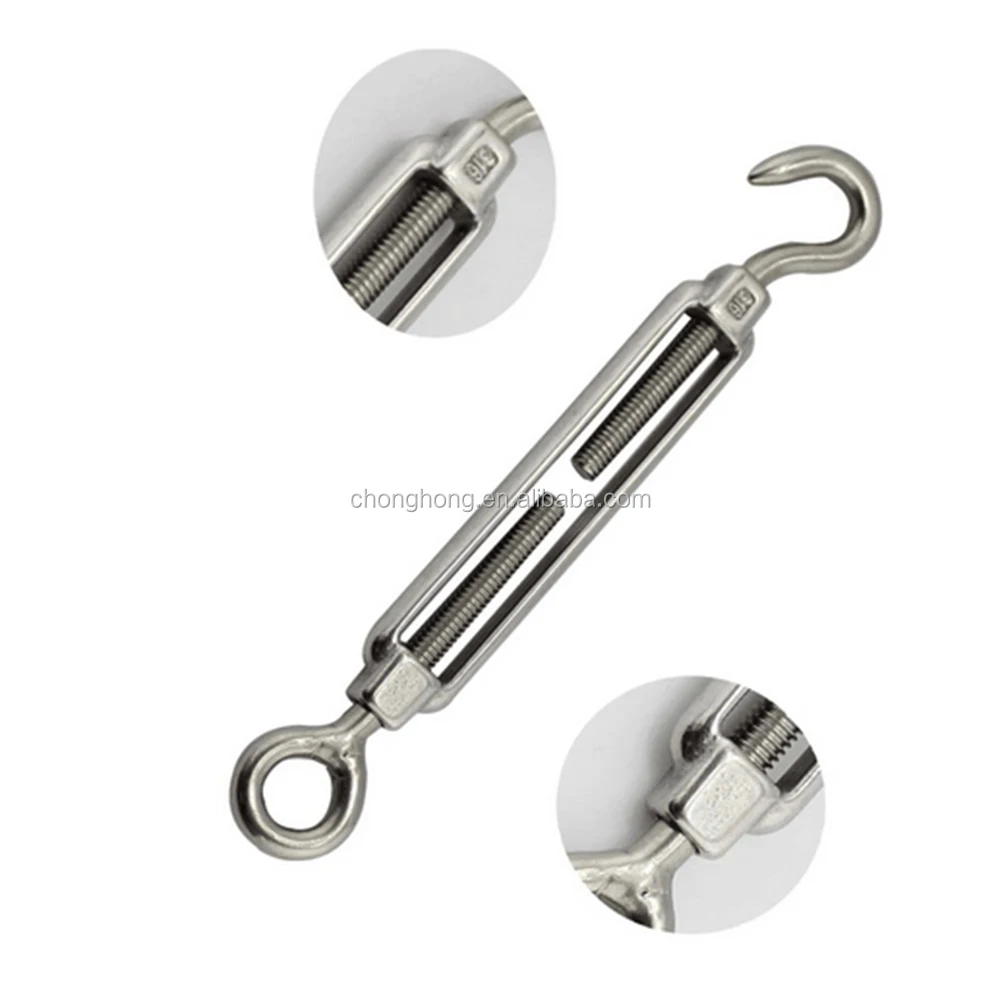 European Type Turnbuckle Hook&Eye High Polished Stainless Steel AISI316/304 Wire Rope For Assemble