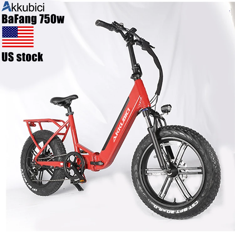 Akkubici bafang 750 w folding electric dirt bike step thru usa warehouse 20 inch fat tire electric bicycle