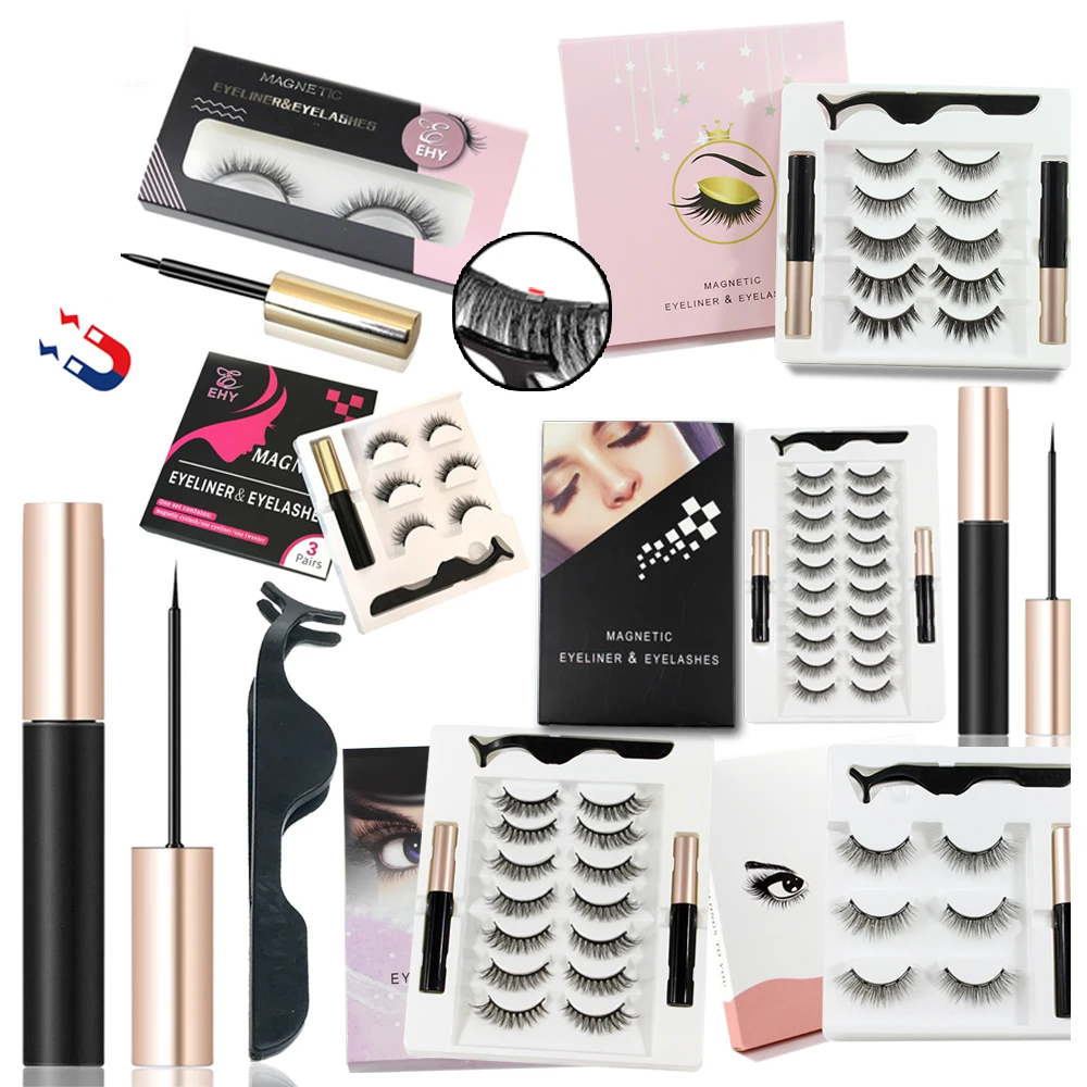 
2020 magnetic lashes false eyelashes cils eyelash magnet lashes and magnetic eyeliner kit 
