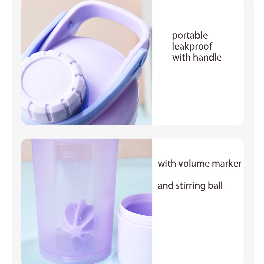Cheap Promotional Business Gift 500ml 2 in 1 Purple Bpa Free Plastic Fitness Gym Shaker Bottle With Protein Container