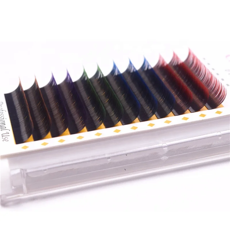 Ombre Color Bundle Eyelash Extensions False Silk Mink Eyelashes private label  Handmade Wholesale