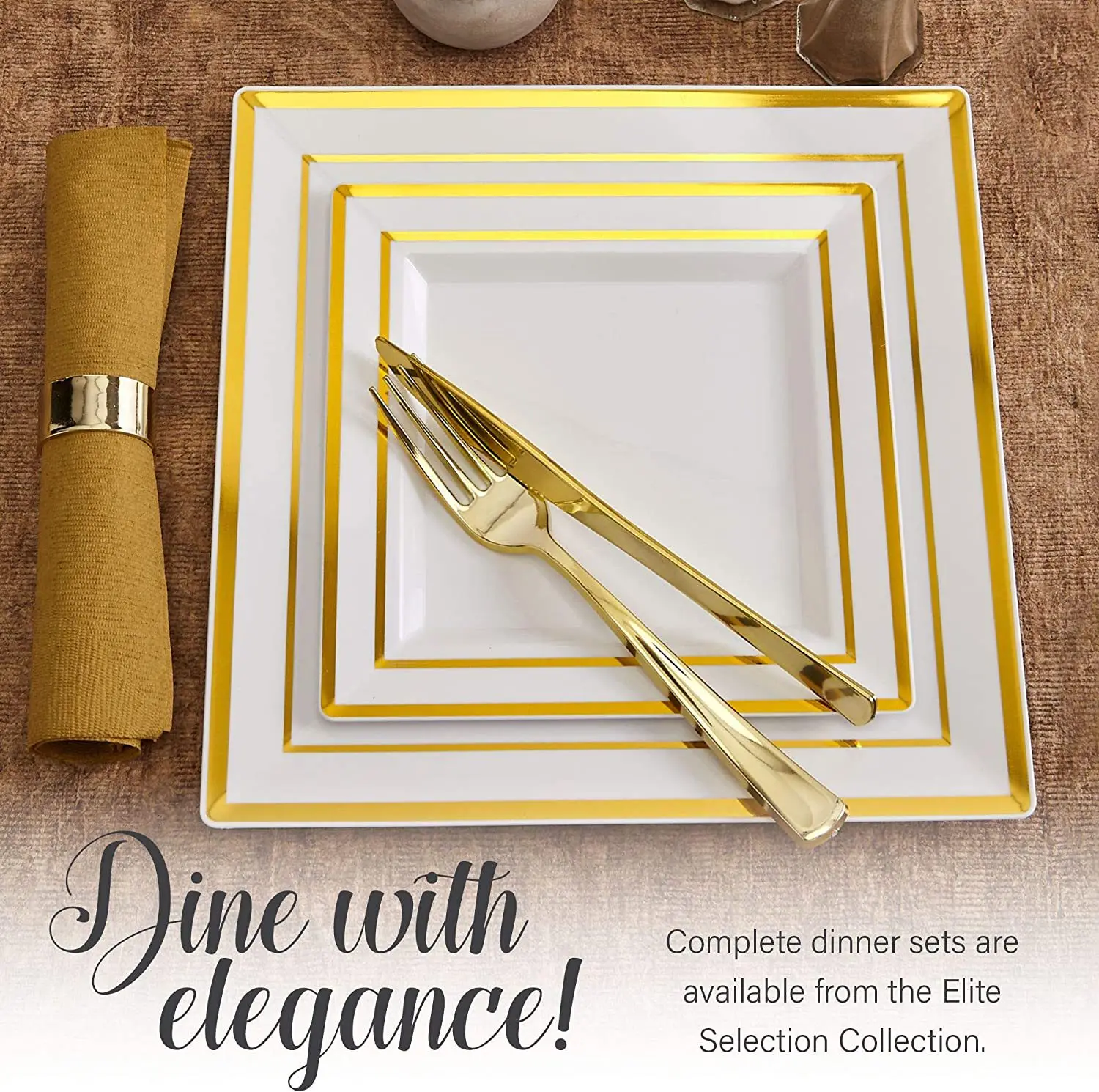 Luxury Elegant Disposable White Gold Black Plastic Flat Charger Plates For Wedding Event Party Table Decorations