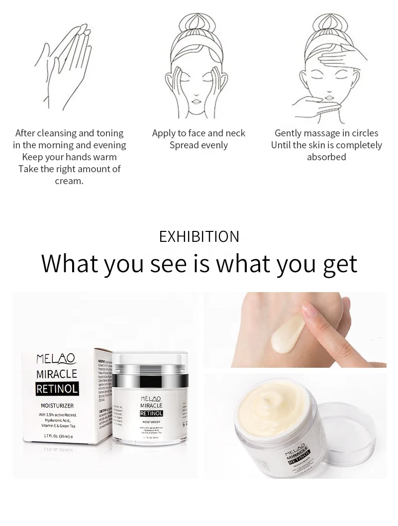 Wholesale Organic Facial Skin Care Revitalizer Moisturizer Face Lift Cream Hyaluronic Acid Anti Aging Retinol Face Cream