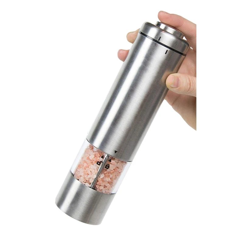 Electric Kitchen Stainless Steel Adjustable Coarseness Salt and Pepper Mill Set with Light