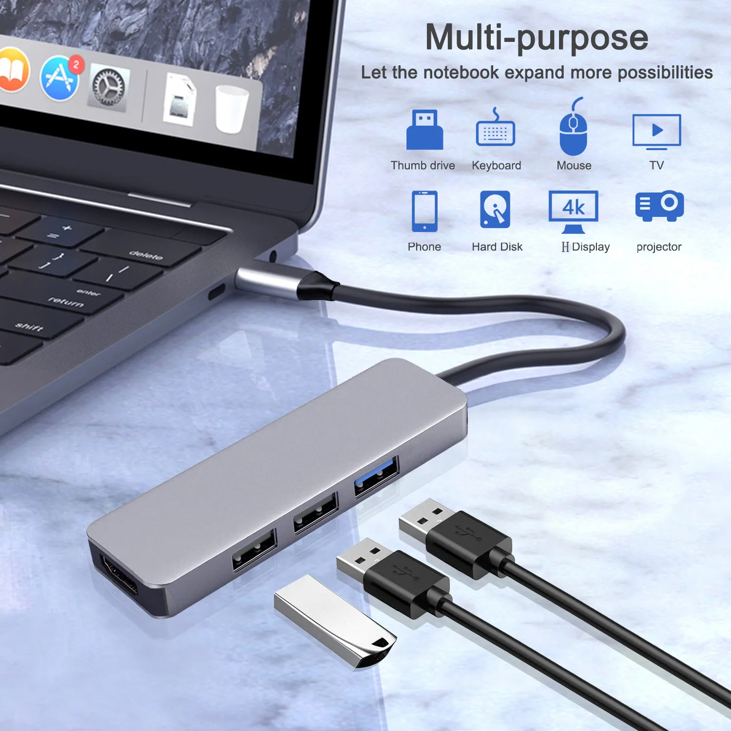 Premium Quality 4 in 1 USB 2.0 3.0 Hub For Laptop Surface Pad USB Hub USB C Hub Multiport Adapter
